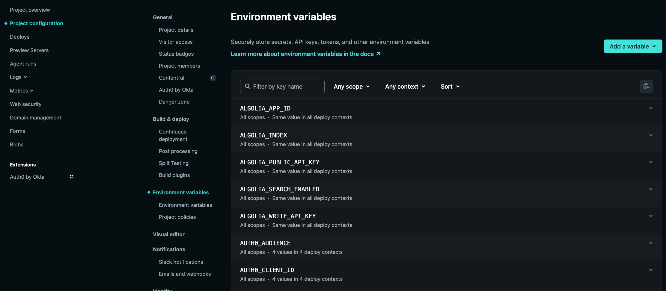 Netlify env vars